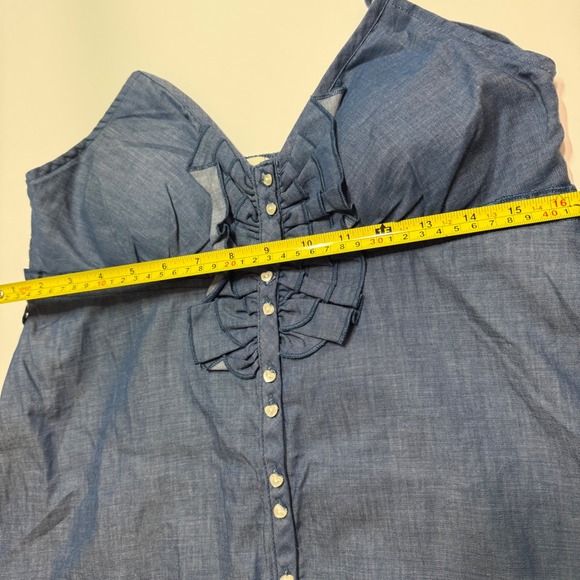 Women's L.e.i blue ruffle baby doll top with heart buttons - Picture 5 of 5